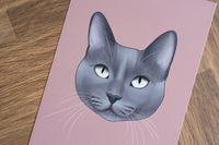 Blue Grey Cat Art Print
