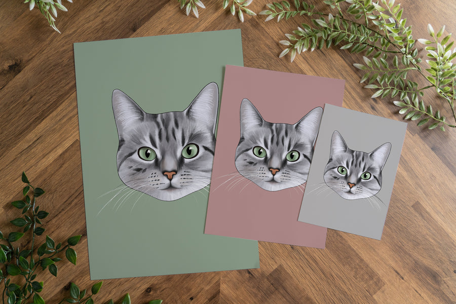 Grey Tabby Cat Art Print