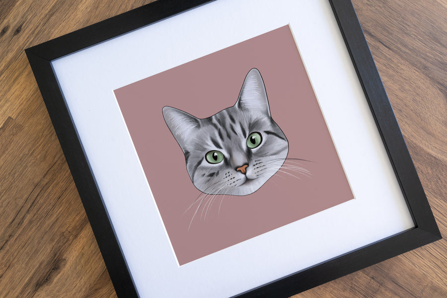 Grey Tabby Cat Art Print