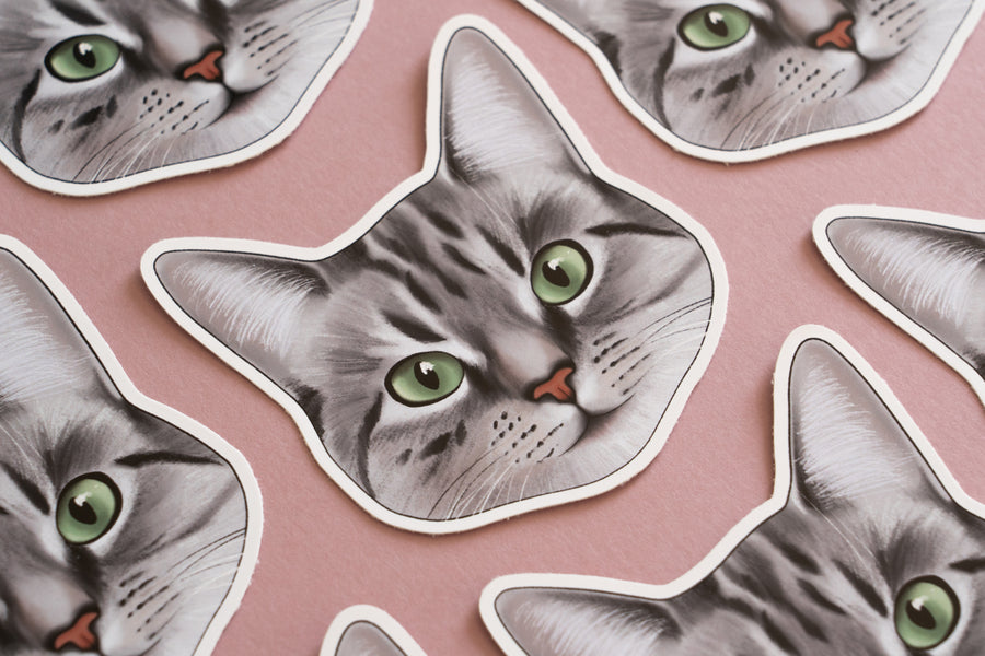 Grey Tabby Cat Sticker