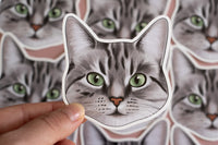 Grey Tabby Cat Sticker