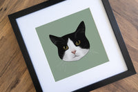 Black and White Tuxedo Cat Art Print