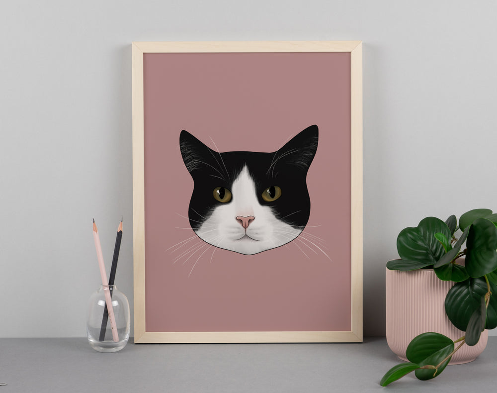 Black and White Tuxedo Cat Art Print