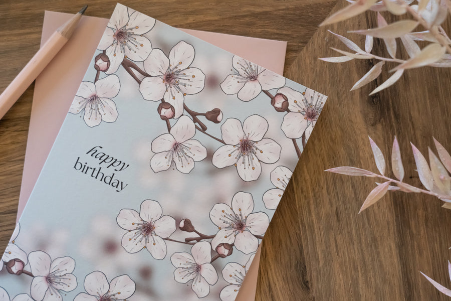 Happy Birthday Cherry Blossom Card