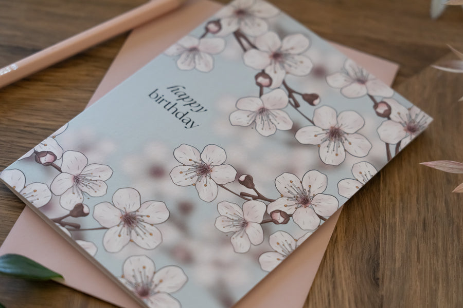 Happy Birthday Cherry Blossom Card