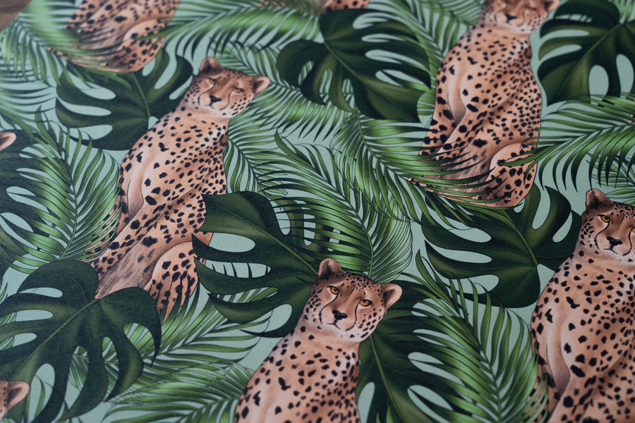 Cheetah and Leaves Wrapping Paper