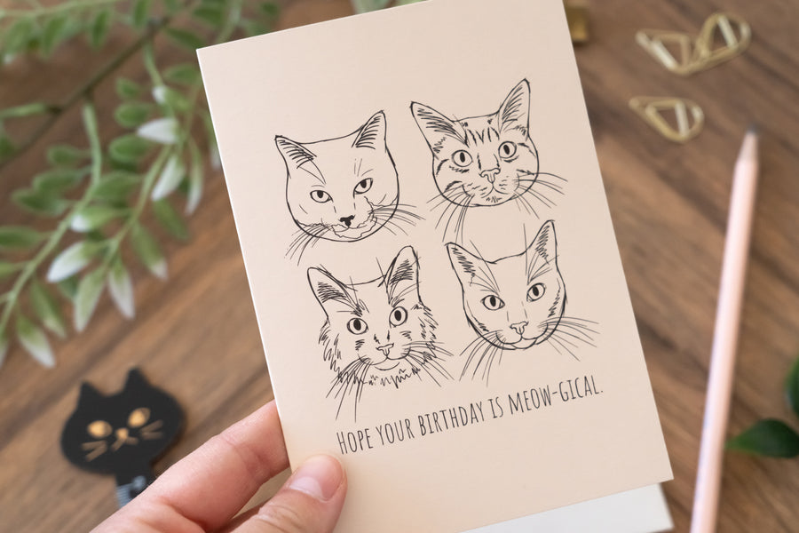 Meow-gical Birthday Sketchy Cat Card
