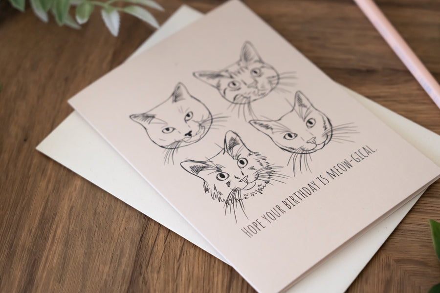Meow-gical Birthday Sketchy Cat Card