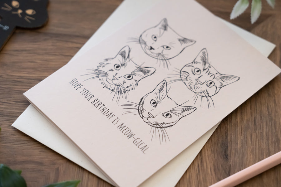 Meow-gical Birthday Sketchy Cat Card