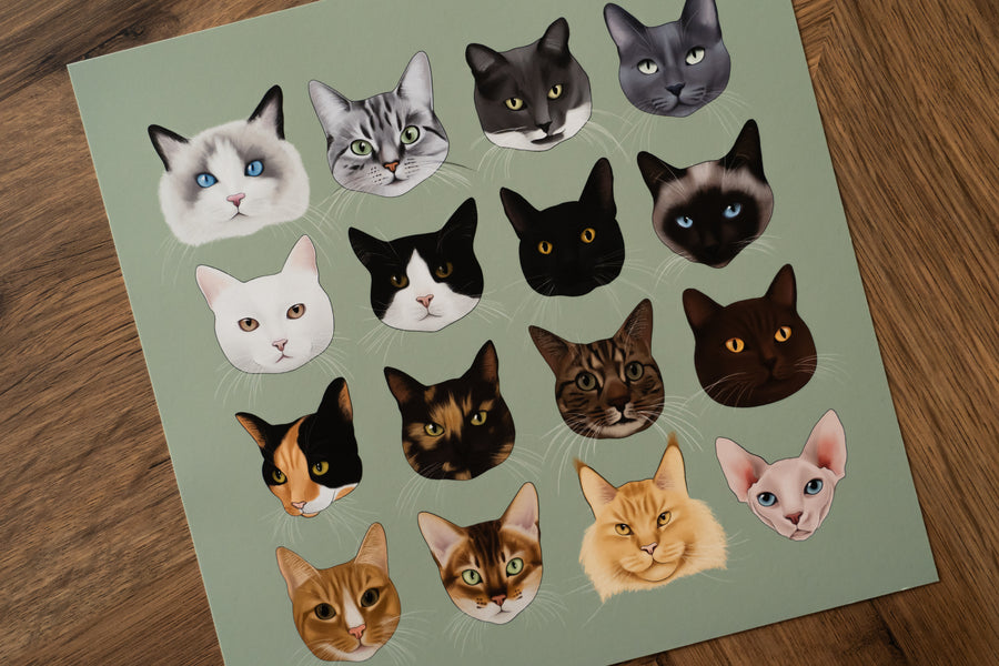 Types of Cats Art Print