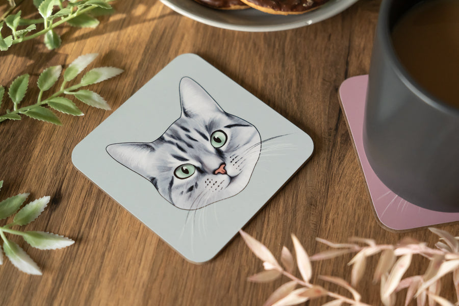 Grey Tabby Cat Coaster