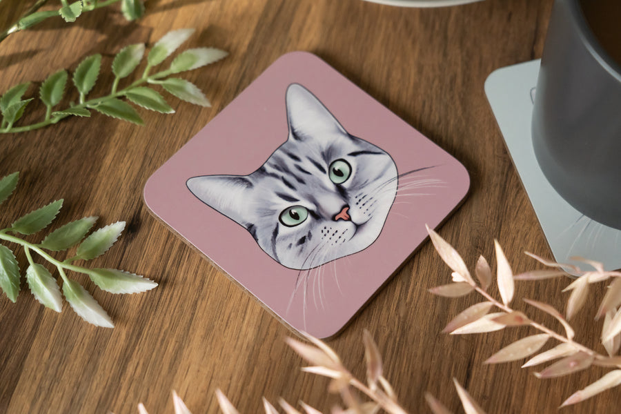 Grey Tabby Cat Coaster