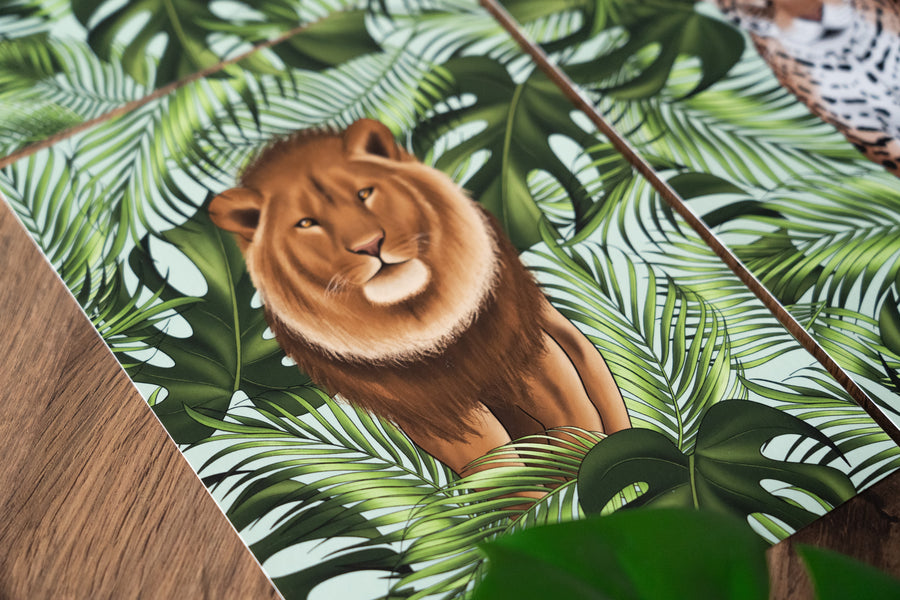 Lion and Leaves Art Print