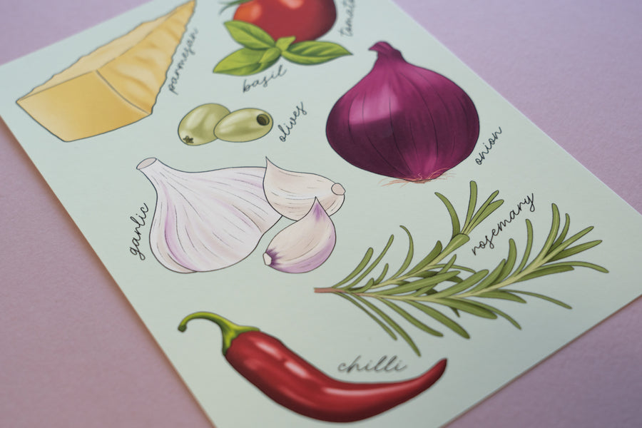 Pasta Ingredients Art Print