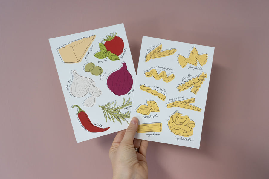 Pasta Ingredients Minimal Art Print