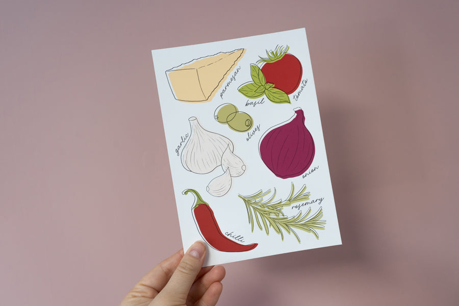 Pasta Ingredients Minimal Art Print