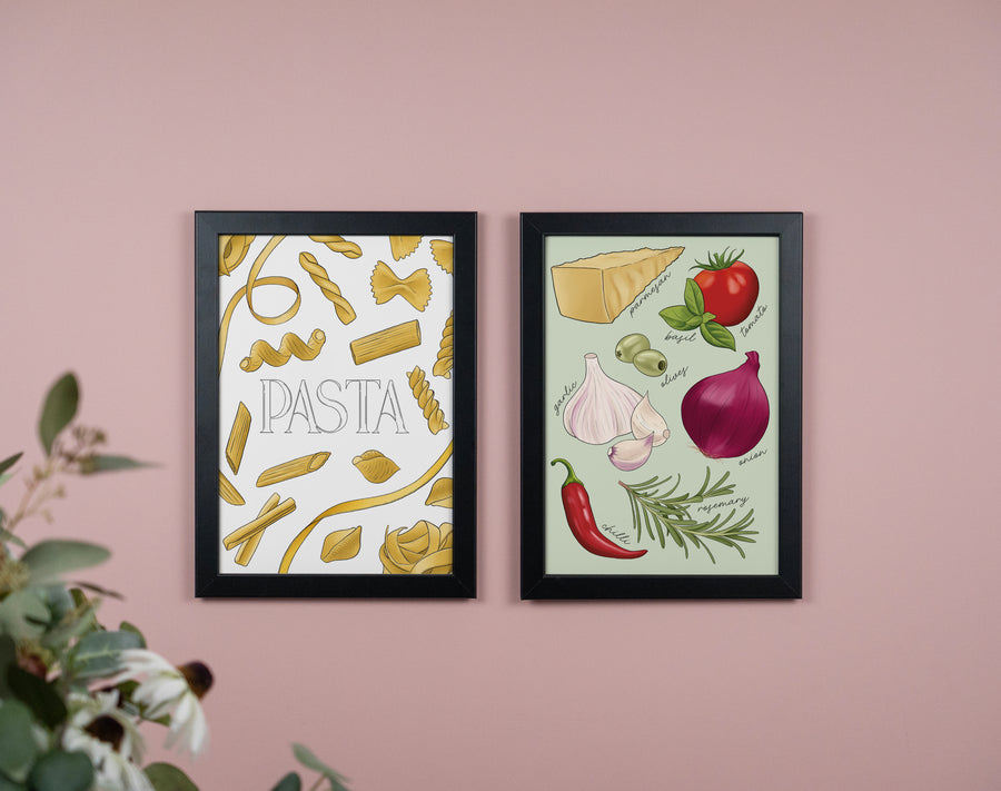 Pasta Ingredients Art Print