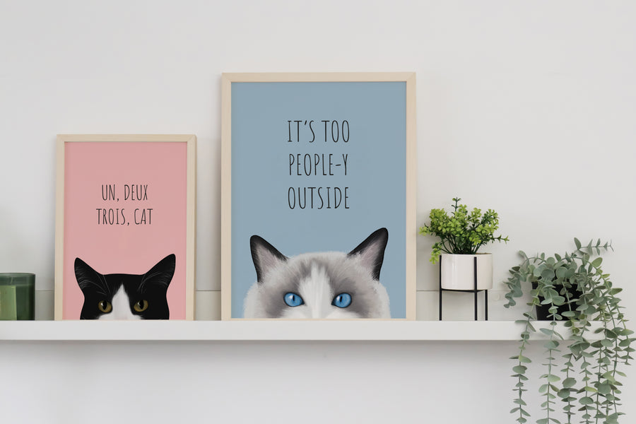 Un Deux Trois Cat Art Print