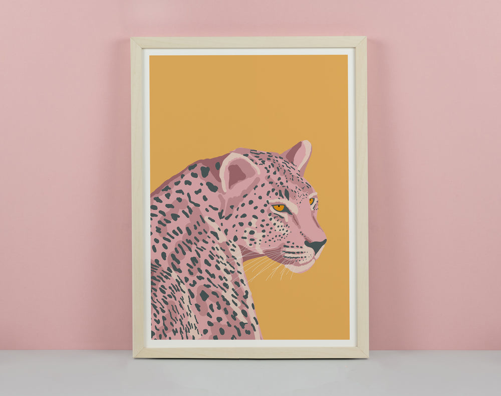 Pink & Yellow Leopard Art Print