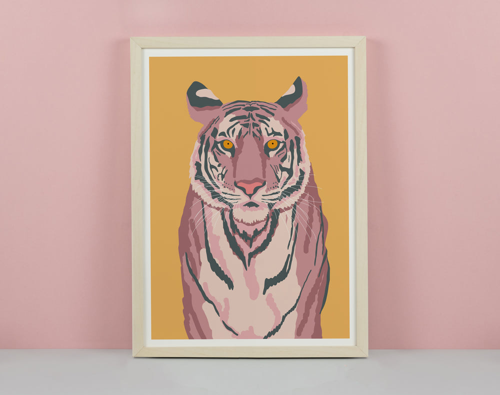 Pink & Yellow Tiger Art Print