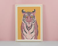 Pink & Yellow Tiger Art Print