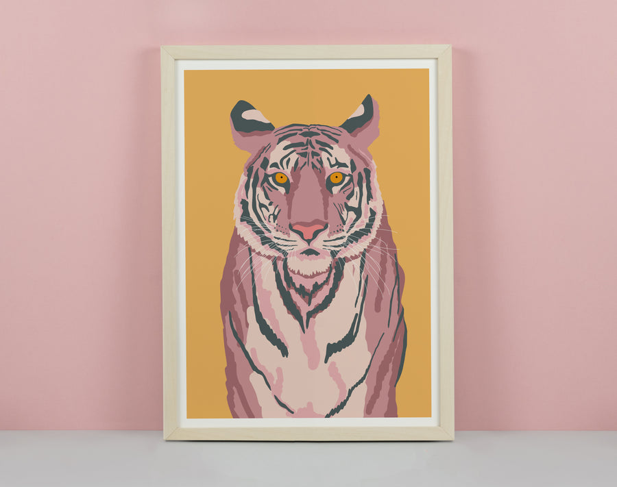 Pink & Yellow Tiger Art Print