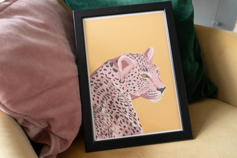 Pink & Yellow Leopard Art Print
