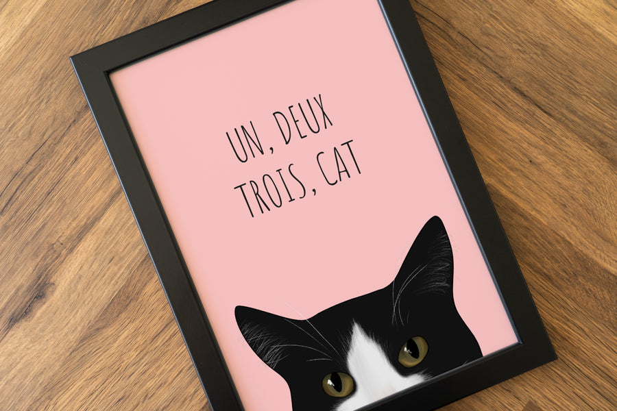 Un Deux Trois Cat Art Print