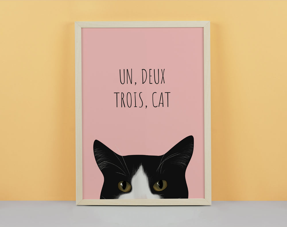 Un Deux Trois Cat Art Print