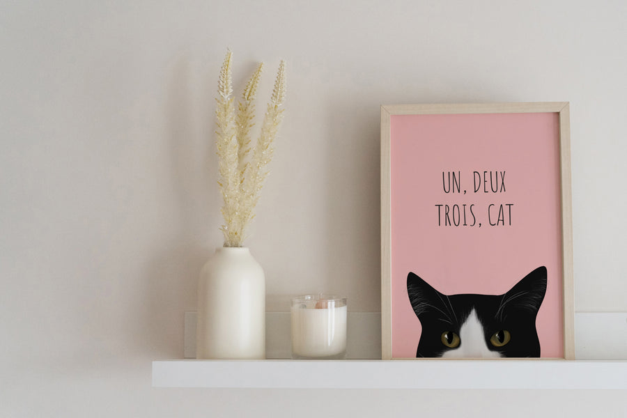 Un Deux Trois Cat Art Print