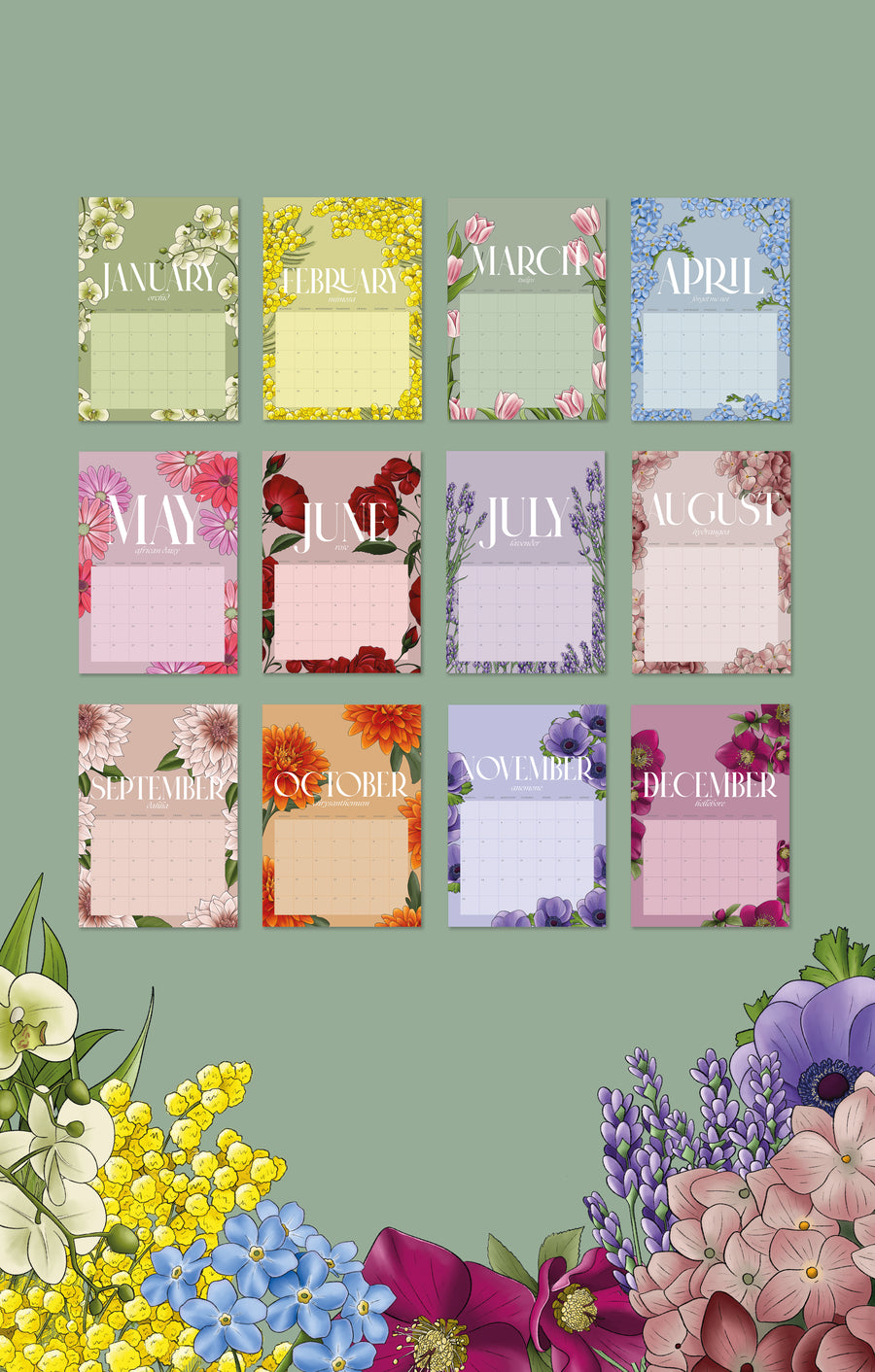 Floral Illustrated A4 2026 Calendar - PRE ORDER
