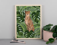 Cheetah and Leaves Print