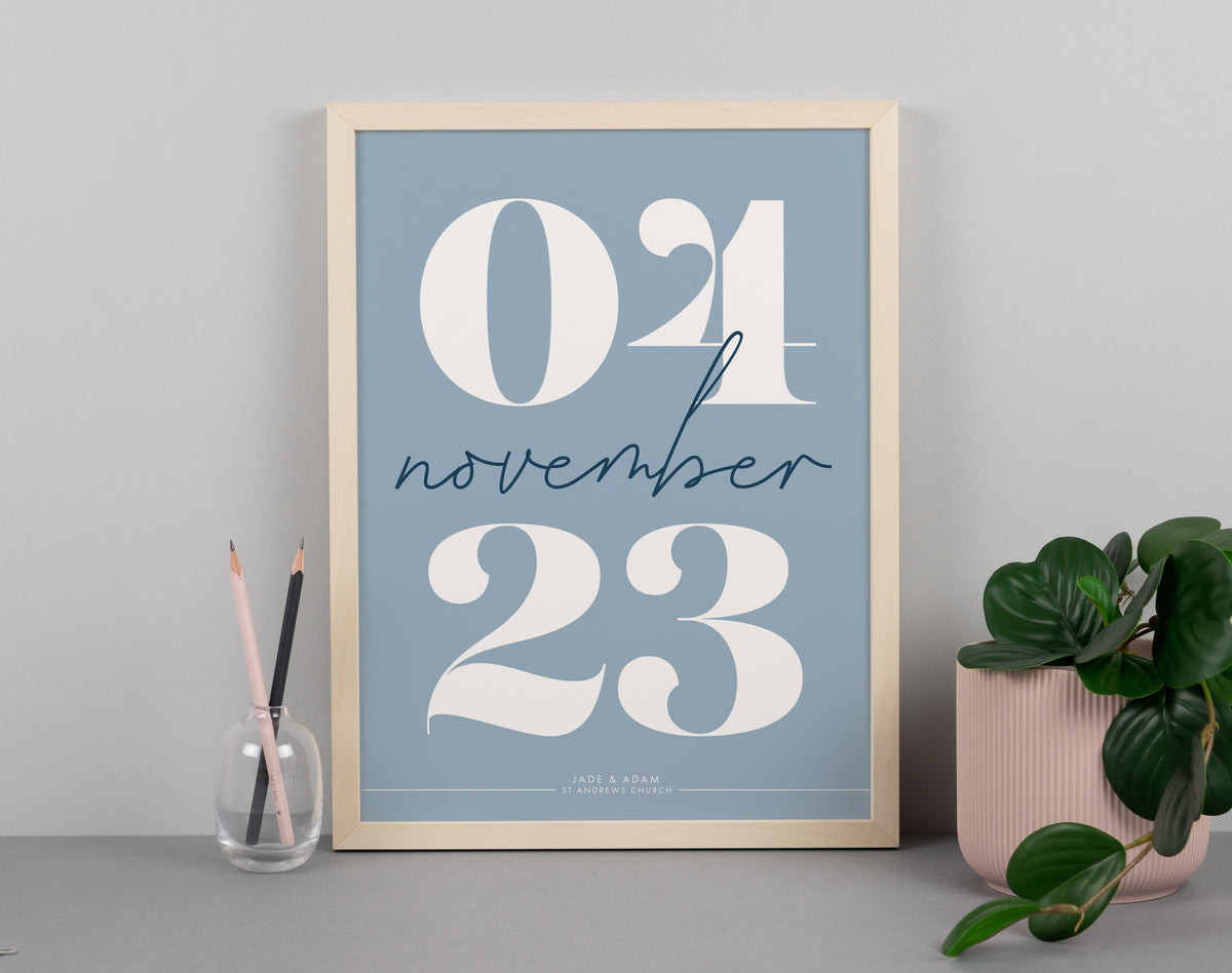 Blue Personalised Date Print
