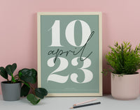 Green Personalised Date Print