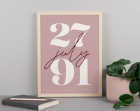 Pink Personalised Date Print