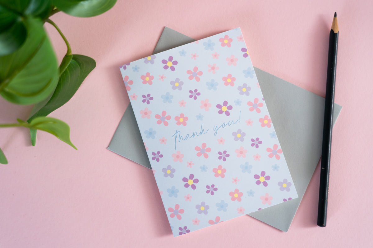 Cute Floral Thank You Card
