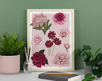 Red & Pink Floral Pattern Art Print