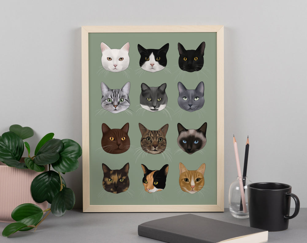 A Rainbow of Cats Print