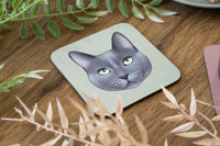 Blue Grey Cat Coaster