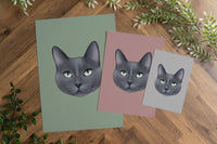 Blue Grey Cat Print