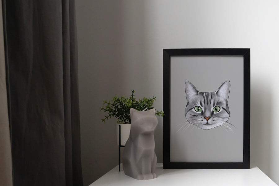 Grey Tabby Cat Print