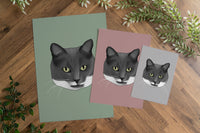 Grey and White Cat Print