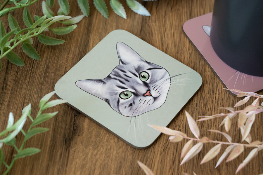 Grey Tabby Cat Coaster