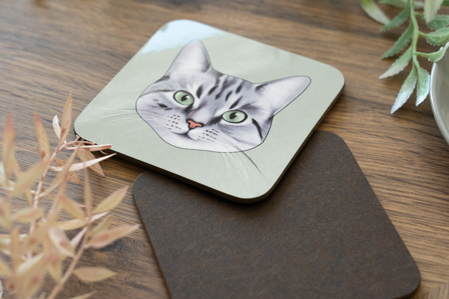 Grey Tabby Cat Coaster