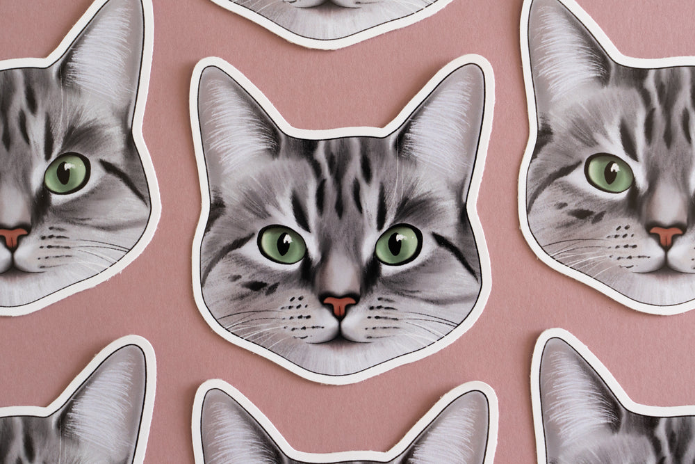 Grey Tabby Cat Sticker