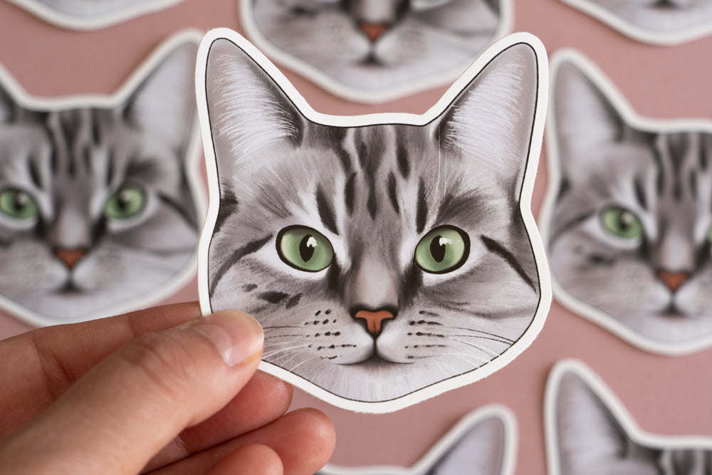 Grey Tabby Cat Sticker