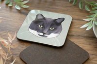 Grey & White Cat Coaster