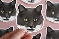 Grey & White Cat Sticker