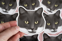 Grey & White Cat Sticker