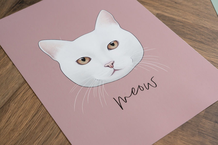 White Cat Art Print